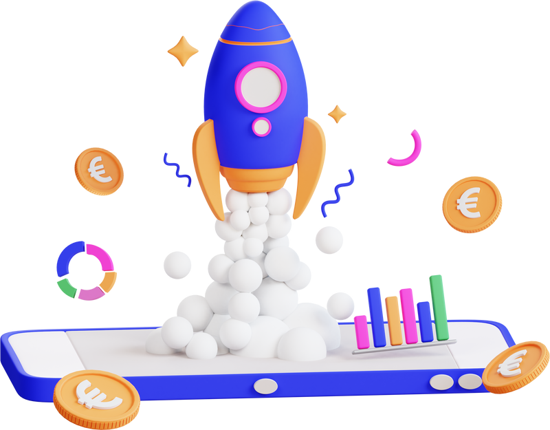 3D Rocket Business Illustration